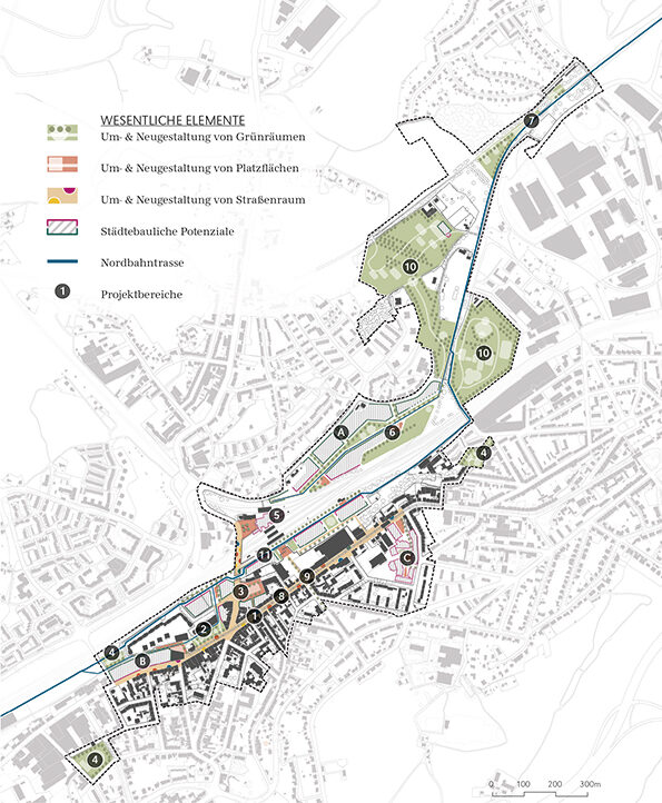 Rahmenplan des ISEK Vohwinkel mit verorteten Projekten